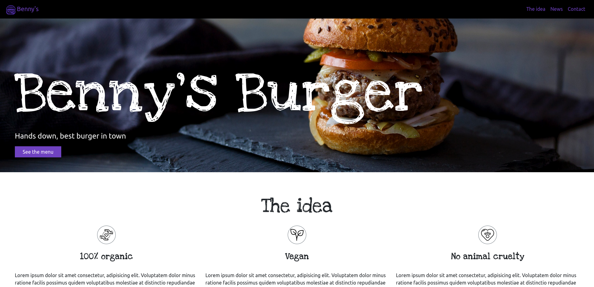 Thumbnail of Benny's Burgers Website